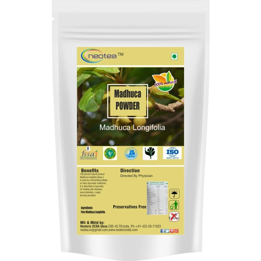 Neotea Mahua Chilka Powder | Madhuca Longifolia | Pure Natural Dried Mahua Flower | Mohwa Fruit Powder | Indian Butter Tree | Illipe | Ippa | Digestive Health | Skin Care | Energy Booster | 100%