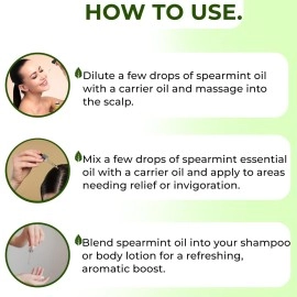 MNT Spearmint Essential Oil 100% Pure, Natural & Undiluted Therapeutic Grade oil for Hair, Skin, Body & Aromatherapy (15ML)