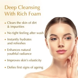 Bio Essence 24K Gold Radiance Face Cleanser, Niacinamide Face Wash for Women, Collagen Amino Acid, Hydrating Face Cleanser for Glowing Skin, Ideal for All Skin Types, Antioxidant, Anti Ageing, 100g