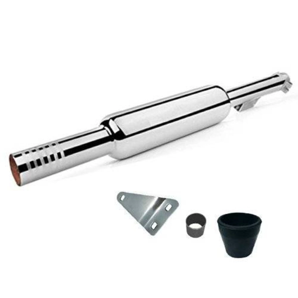 GOLSM Bike Bullet Silencer Exhaust Customized Short Bottle Empty Punjab Dholki Chrome Bike Exhaust with Zed Clamp & Bush for Royal Enfield Bullet Classic 350