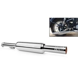 GOLSM Bike Bullet Silencer Exhaust Customized Short Bottle Empty Punjab Dholki Chrome Bike Exhaust with Zed Clamp & Bush for Royal Enfield Bullet Classic 350