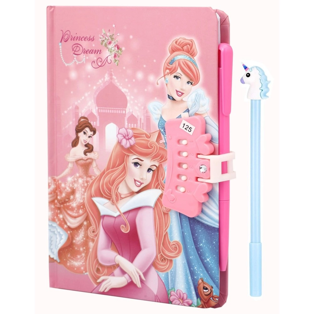 SHREE TECHNESH Angel Printed Secret Personal Lock Dairy with 3D Gel Pen for Girl\'s (Pink)
