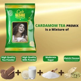 Cafe DESIRE I DRINK SUCCESS Instant Cardamom Tea Premix (1 kg) | 3 in 1 Tea | Milk not required | Rich taste as Home-made | Just add hot water | Use manually and also Suitable for all Vending Machines