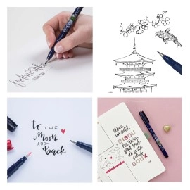 Tombow WS-BHS-2P Fudenosuke Hard and Soft Tip Brush Pen - Black