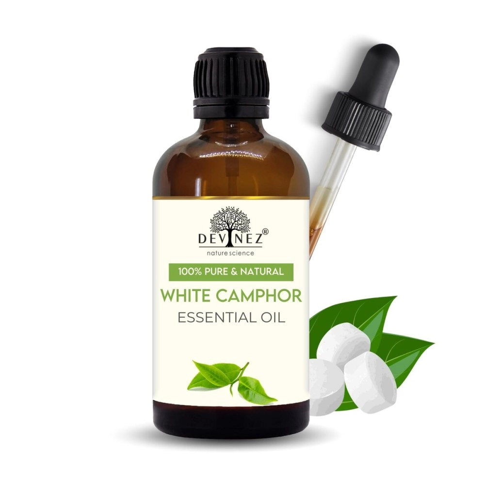 Devinez White Camphor Essential Oil, 100% Pure, Natural & Undiluted, 10ml, Relieves Skin Itching And Irritation, Soothes Burns & Rashes, Cures Acne, Boosts Hair Growth, Fights Hair Loss