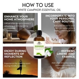 Devinez White Camphor Essential Oil, 100% Pure, Natural & Undiluted, 10ml, Relieves Skin Itching And Irritation, Soothes Burns & Rashes, Cures Acne, Boosts Hair Growth, Fights Hair Loss