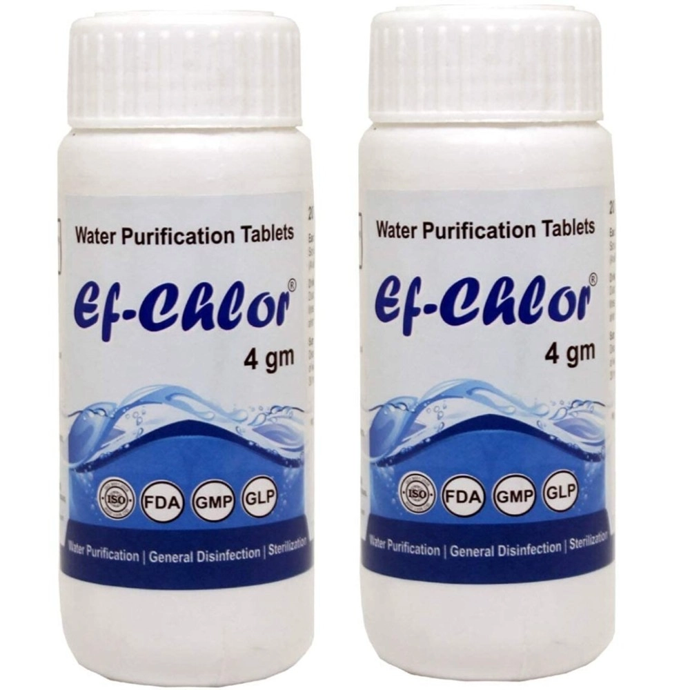 Ef-Chlor 4gm Overhead & Underground Tank Water Purification Tablets - Combo Pack of 2 Jars (40 Tablets) | Purify 40000L of Water | 1 Tablet Purifies 1000L Water | Reliable Water Treatment Solution
