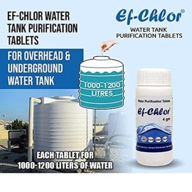 Ef-Chlor 4gm Overhead & Underground Tank Water Purification Tablets - Combo Pack of 2 Jars (40 Tablets) | Purify 40000L of Water | 1 Tablet Purifies 1000L Water | Reliable Water Treatment Solution