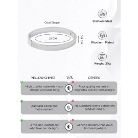 Yellow Chimes Kada Bracelet for Men Stainless Steel Silver Kada Bracelet for Men and Boys