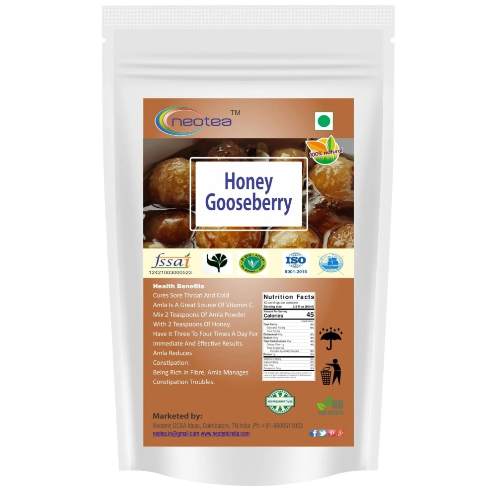Neotea Fresh Organic Dry Amla Gooseberry Aonla Nelli with Honey 100 gm