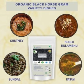 Neotea Organic Black Horse Gram (Karuppu Kollu) | Traditional Lentil | High in Protein & Fiber | Gluten-Free, Non-GMO | Versatile for Soups, Curries, and Stews | 500 GM