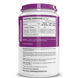 HealthyHey L-Carnitine & L-Tartrate (LCLT)-Support Transport of Fats to Muscles - 60 Vegetable Capsules (Pack of 1)