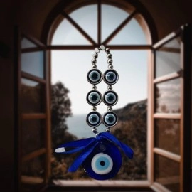 GJ Evil Eyes Hanging for Home & Car | for Good Luck & Prosperity - Blue (7 cm x 10 cm x 7 cm)