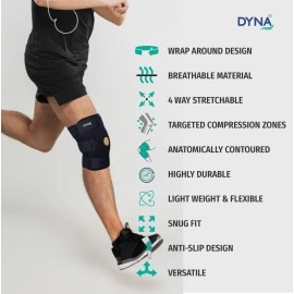 Dyna Wrap Around Knee Support-Knee Cap with Open Patella Design for Patella Tracking-Wrap Around Knee Support-Universal
