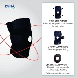 Dyna Wrap Around Knee Support-Knee Cap with Open Patella Design for Patella Tracking-Wrap Around Knee Support-Universal