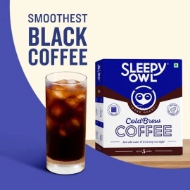 Sleepy Owl Coffee Dark Roast Cold Brew Packs | Set of 5 Packs - Makes 15 Cups |3 Step Brew - No Equipment Required | 100% Arabica Beans - Sourced Directly from Farms