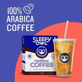 Sleepy Owl Coffee Dark Roast Cold Brew Packs | Set of 5 Packs - Makes 15 Cups |3 Step Brew - No Equipment Required | 100% Arabica Beans - Sourced Directly from Farms