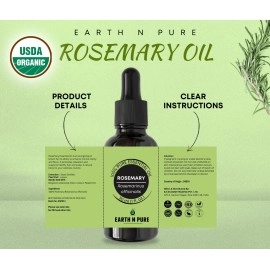 Earth N Pure Rosemary Essential Oil 100% Pure, Undiluted, Natural & Therapeutic Grade - Aromatherapy, DIY, Relaxation, Scalp Treatment, Healthy Hair Growth, Anti-aging, Dry Skin((50 Ml)