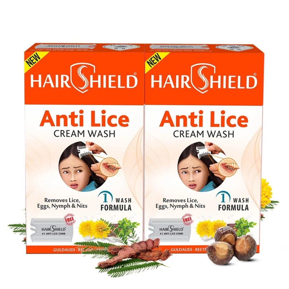 Hairshield Anti Lice Cream Wash Free Head Lice Comb With Every Pack (30 Ml X Pack Of 2 = 60 Ml)