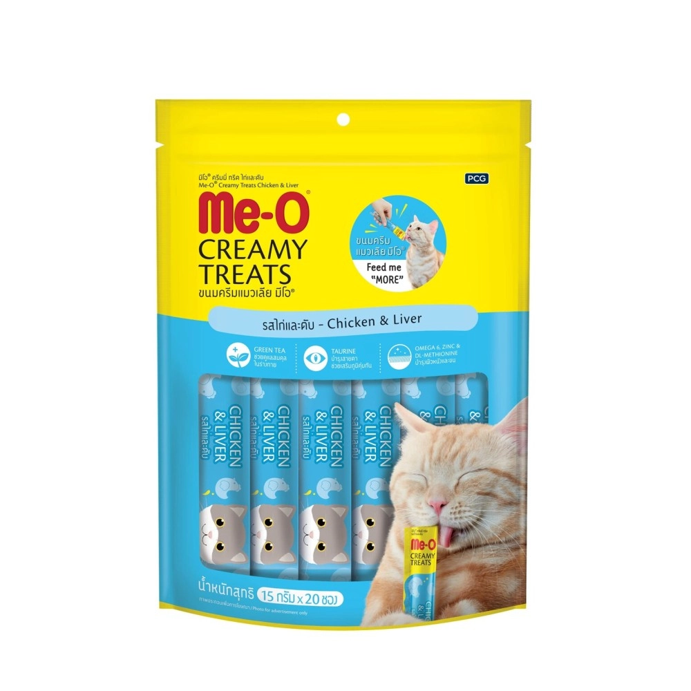 Me-0 Fins Fur and Feathers Creamy Treat Chicken and Liver -Pack of 20 Sticks