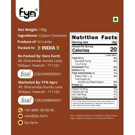 FYN True Ceylon Cinnamon Quills (100gram) - World\'s Best - Sri Lankan Dalchini Sticks