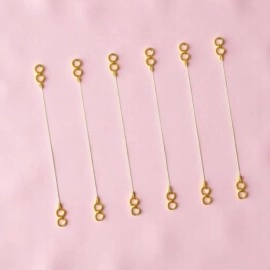 Accessher Gold Plated Stretchable Ear Chains for Earring Support | Transparent, Adjustable & Lightweight Earrings Extensions | 5cm Long (Pack of 6), Brass