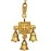 UAPAN Metal Craft Golden Brass Hanging 3 Bells Swastika Hanging Decor