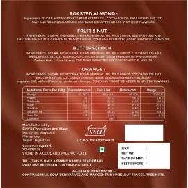 RICHU CHOCOLATES AND MORE Plus Shape Butterscotch, Almond, Fruit & Nut, Orange Gift Box (12 Pieces)