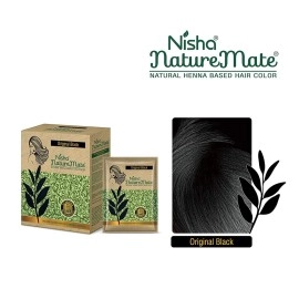 Nisha Nature Mate Natural Henna Hair Dye Color, Permanent Black Hair Dye, 100% Grey Coverage, Man and Women, Natural Black, 60gm