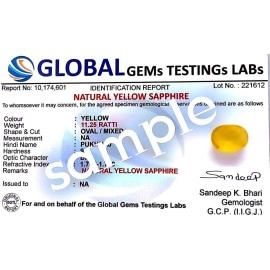 Sidharth Gems Yellow Sapphire Ceylon Mined (Pukhraj) Gemstone 11.25 Ratti/10.32 Carat Certified Natural Gemstone AAA++ Quality
