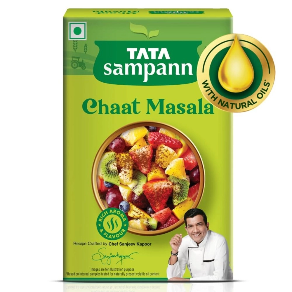 Tata Sampann Chaat Masala with Natural Oils, 100g, Chat Masala Powder, Crafted by Chef Sanjeev Kapoor, With Chefs Exclusive Tip, Rich Aroma & Flavour