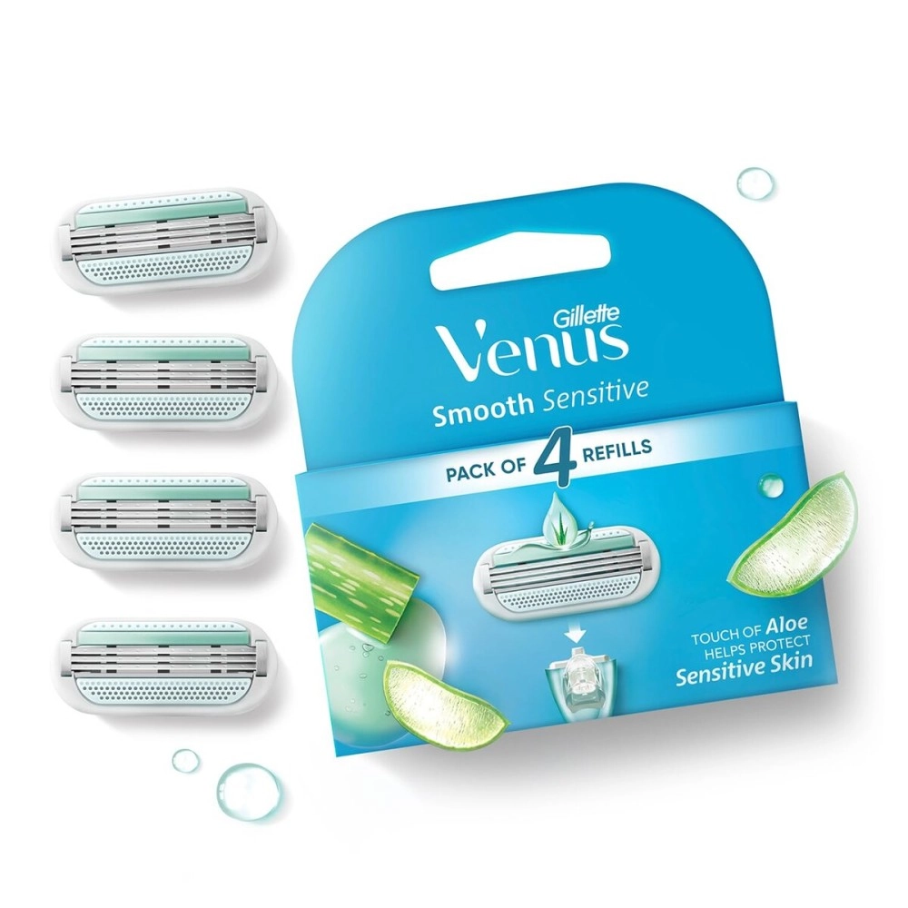Gillette Venus Hair Removal Razor Blades/Refills/Cartridges for Women - 4 Pieces (Aloe Vera)