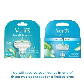 Gillette Venus Hair Removal Razor Blades/Refills/Cartridges for Women - 4 Pieces (Aloe Vera)