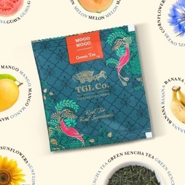 TGL Mogo Mogo Green Tea Bags, 16 Tea Bags, Ice Brews Cold Brew and Hot Brew Ice Tea| Used for Iced Tea Cocktails, Mocktail |Ingredients - Banana, Mango, Melon, Passion flower Leaves, Sunflowers, Guava