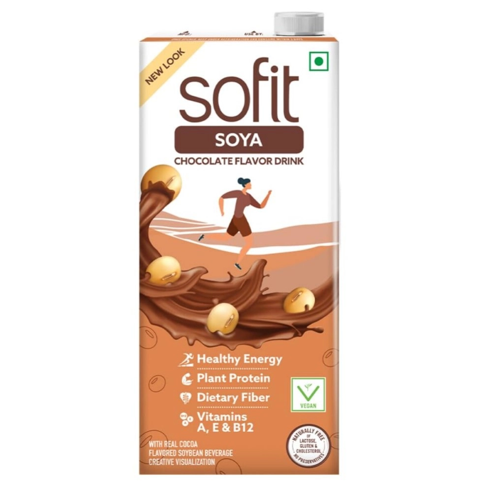 SOFIT SOYA Drink Chocolate Flavored,1000Ml-Pack of 2 (2 X 1000Ml)|Vegan Drink|Enriched Goodness of/ Dietary Fibers,Vitamins & Calcium|Naturally Lactose Free|Naturally Gluten Free|Preservatives Free