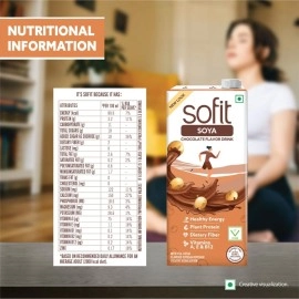 SOFIT SOYA Drink Chocolate Flavored,1000Ml-Pack of 2 (2 X 1000Ml)|Vegan Drink|Enriched Goodness of/ Dietary Fibers,Vitamins & Calcium|Naturally Lactose Free|Naturally Gluten Free|Preservatives Free