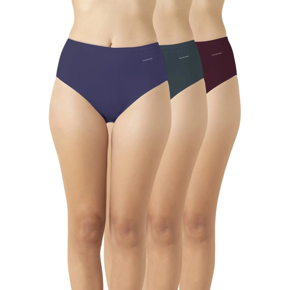 Van Heusen Women Hipster Panty - 100% Super Combed Cotton - Pack Of 3 - Anti Bacterial, No Marks Waistband, Moisture Wicking, Full Coverage, Multicolor, Small