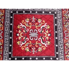 Yellow Weaves Classic Pooja Aasan (Red, Polyester, 2 X 2 Ft)