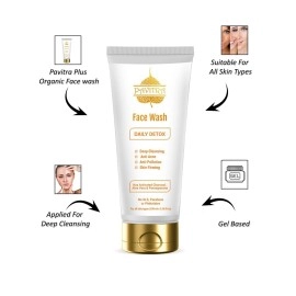 Pavitra+ Organic Activated Charcoal Acne Oil And Pollution Control Face Wash, Charcoal Black, 100 ml