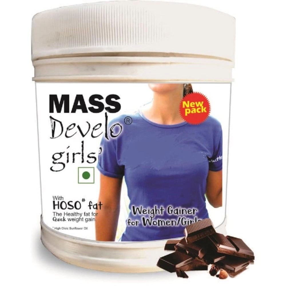 Develo Weight Mass Gainer Protein Shake Powder for Fast Gain in women girls,Nutrition Food Supplement,with Natural Fat Energy I 27 Vitamins & Minerals I 500 grams Chocolate Flavour