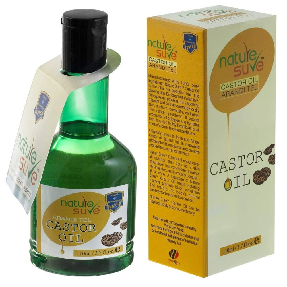 Nature Sure Castor Oil (Arandi Tail) - 1 Pack (110ml) extracted from Ricinus communis