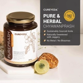 Cureveda Herbal Pureprash For Immunity Support for all age groups- Jaggery based, sugar free Chyawanprash (500gms) Visit the Cureveda Store