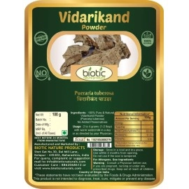 Biotic Natural Vidarikand Powder 100gm - Vidari Kand Churna - Original Bidarikand Powder