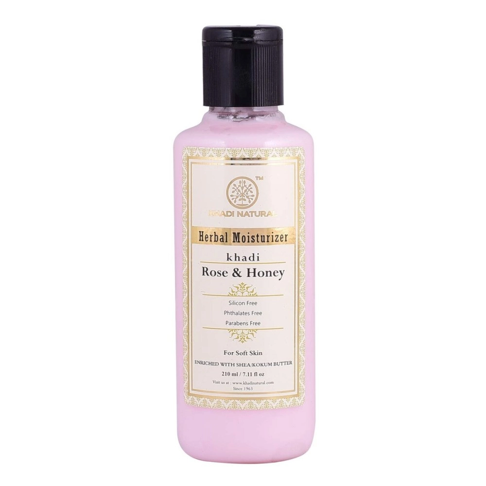 Khadi Natural Ayurvedic Rose and Honey Moisturiser SLS and Paraben Free, 210ml