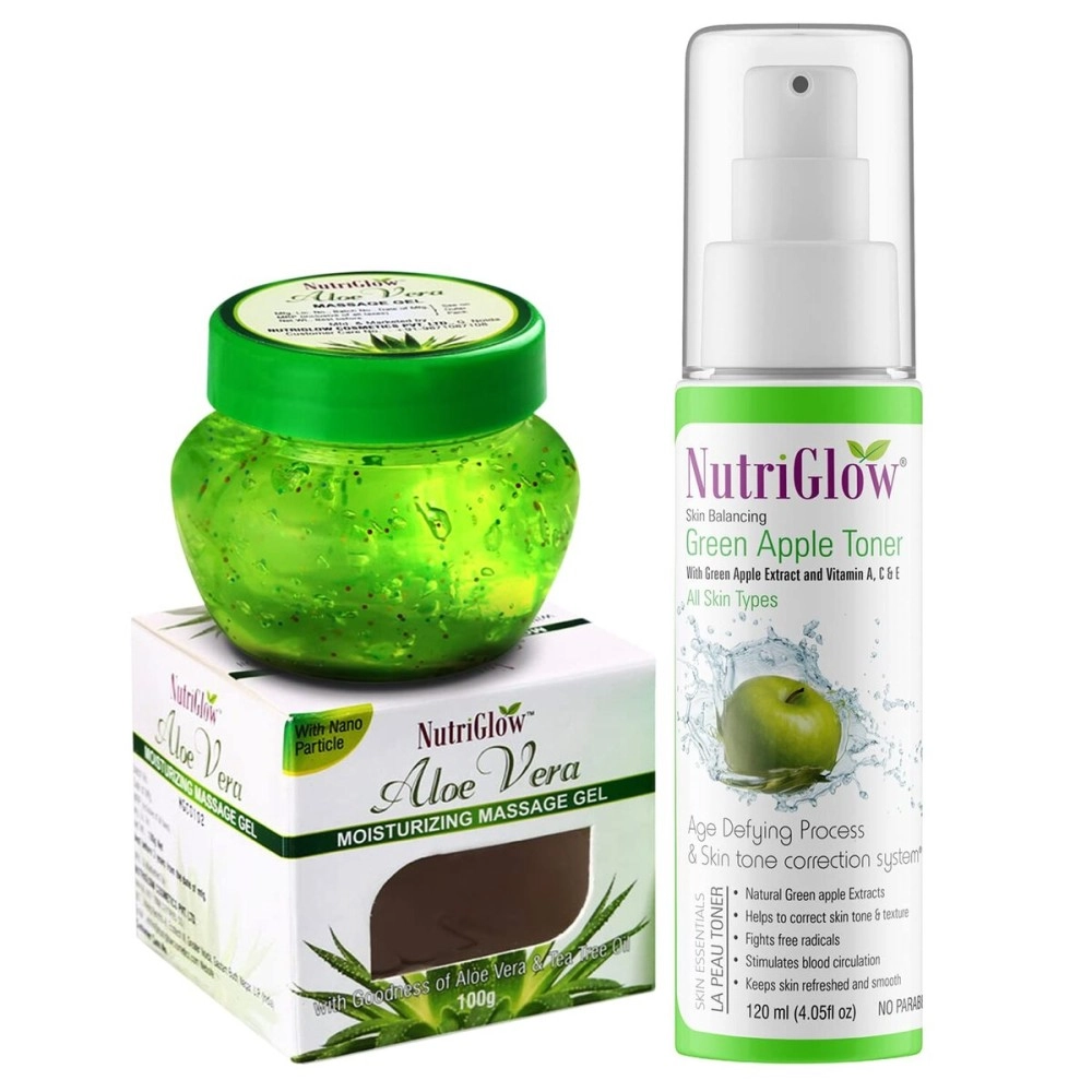 NUTRIGLOW Green Apple Toner/Skin Care Skin Whitening Fairness/Anti-Ageing/Anti-Acne Treatment - Moisturizing Aloe Vera Gel