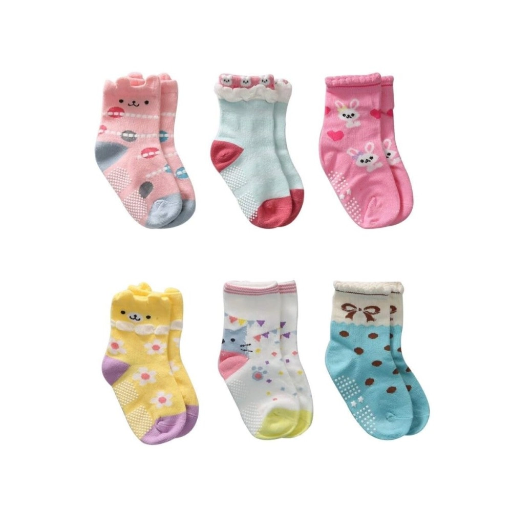 Trendy Dukaan Baby Boy\'s Cotton Anti Slip Grip Socks (Pack of 6), Girls, 18 Months-24 Months