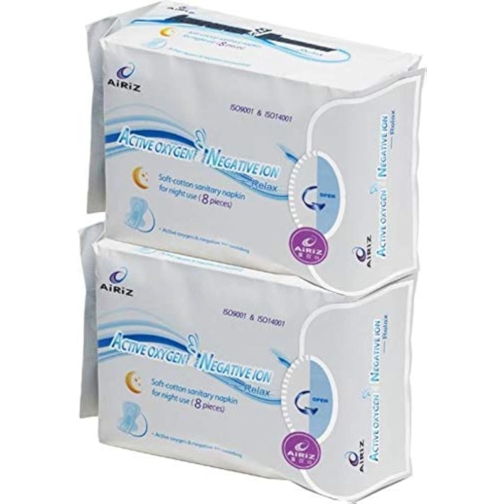 Airiz Active Oxygen & Negative Ion Soft-Cotton Sanitary Pads For Night Use Pack Of 2 (16Pieces)