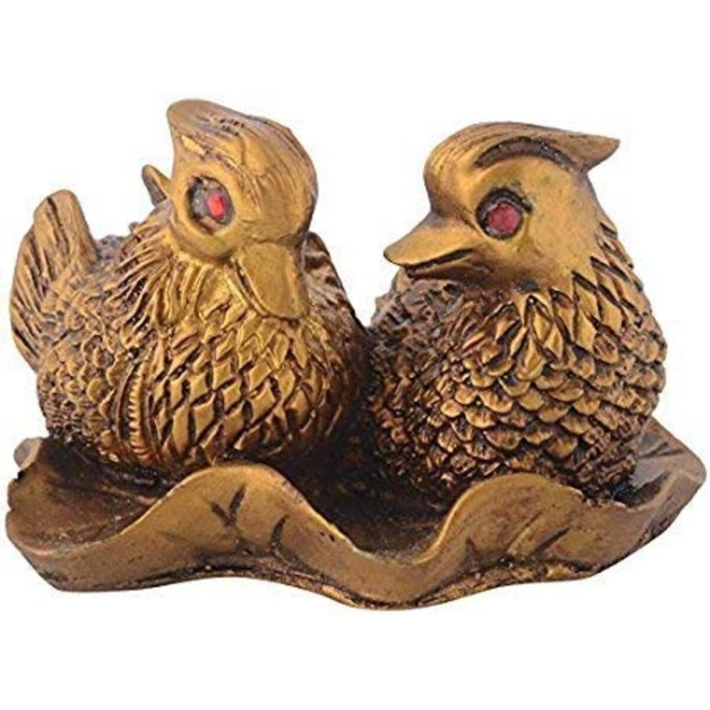 RIPE INDIA Feng Shui Mandarin Ducks (The Symbol of Love and Marriage) Brown Resin Figurine 27707 Brass Color Showpiece