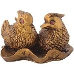 RIPE INDIA Feng Shui Mandarin Ducks (The Symbol of Love and Marriage) Brown Resin Figurine 27707 Brass Color Showpiece