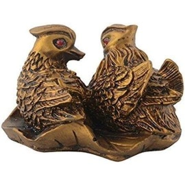 RIPE INDIA Feng Shui Mandarin Ducks (The Symbol of Love and Marriage) Brown Resin Figurine 27707 Brass Color Showpiece